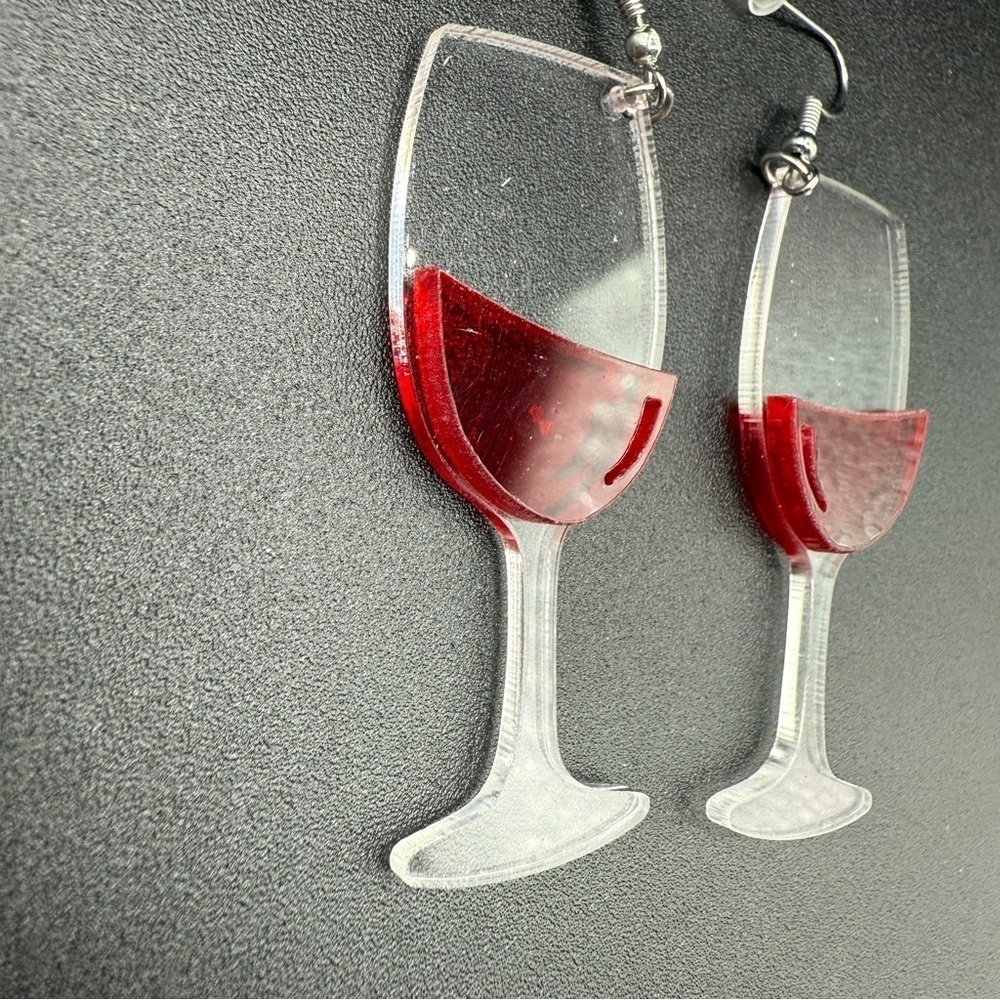 Wine Glass Pierced Acrylic Earrings - Picture 4 of 8